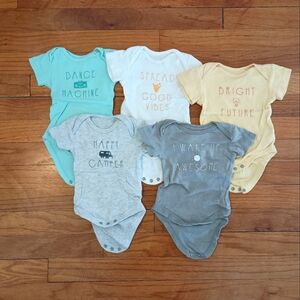 3/$10 🌟 Lot of 5 Rene Rofe Infant NB Newborn Short Sleeve Onesies 0-3 Months